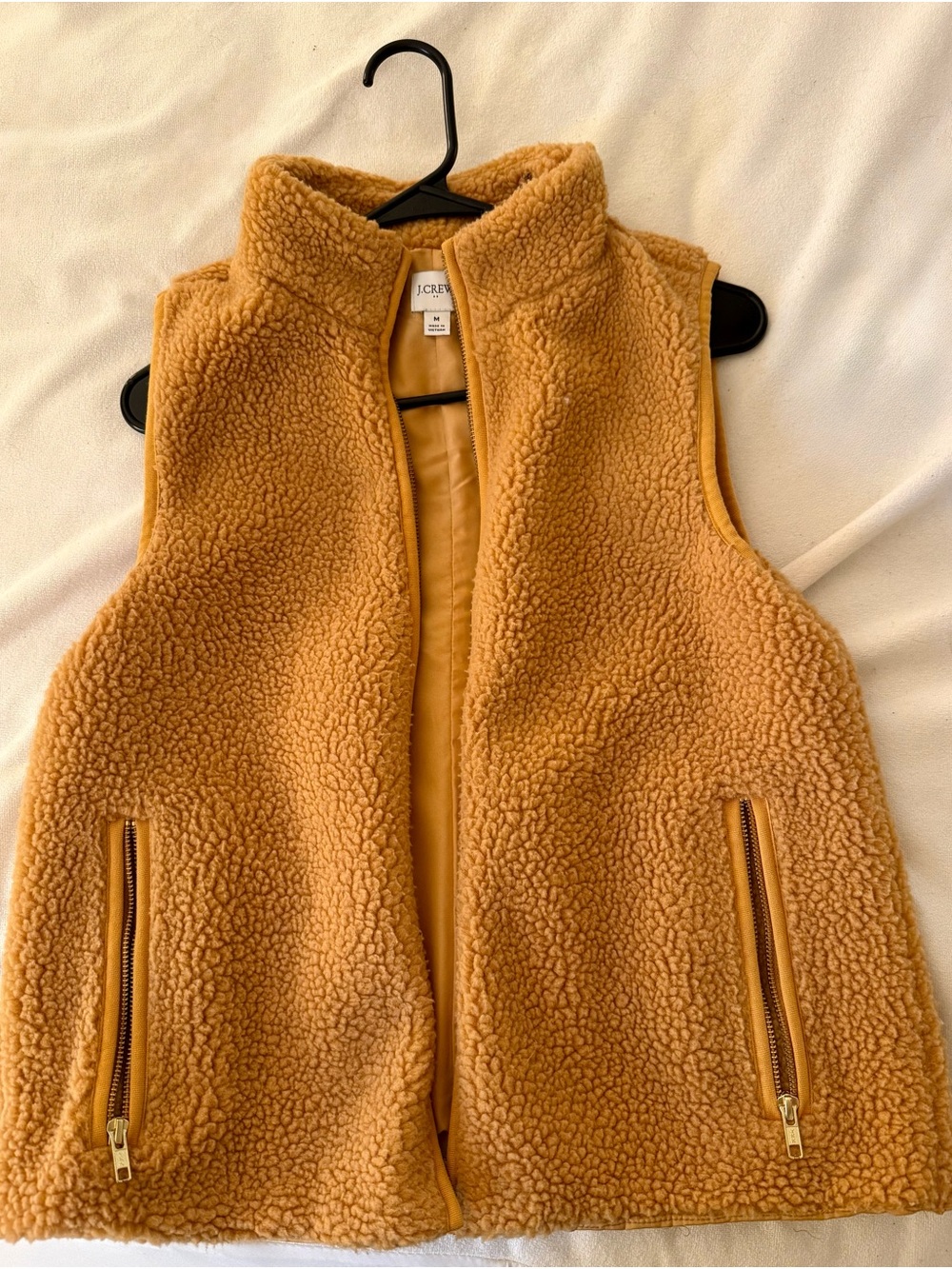 J. Crew Teddy Sherpa Zip Vest - Rust Golden Yellow